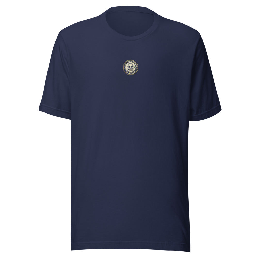 STILL WAITING ON THE DESK ADJUSTER Tee front print