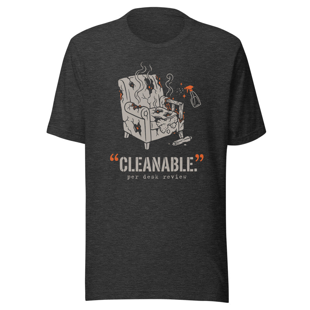 "CLEANABLE." Tee front print
