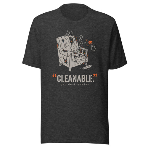 "CLEANABLE." Tee front print