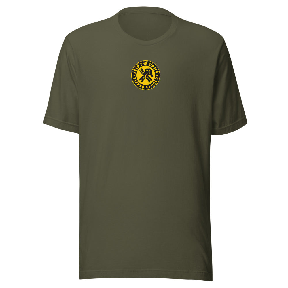 KEEP THE ZIPPER CLOSED Tee front print